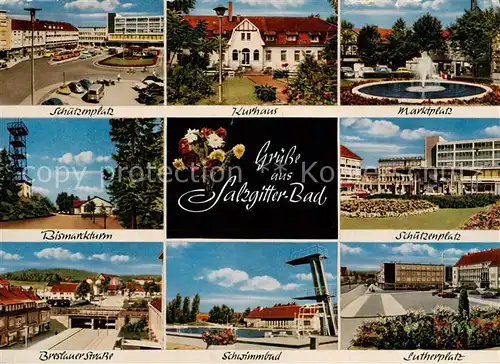 AK / Ansichtskarte Salzgitter Schuetzenplatz Kurhaus Marktplatz Bismarckturm Breslauer Strasse Schwimmbad Lutherplatz Salzgitter