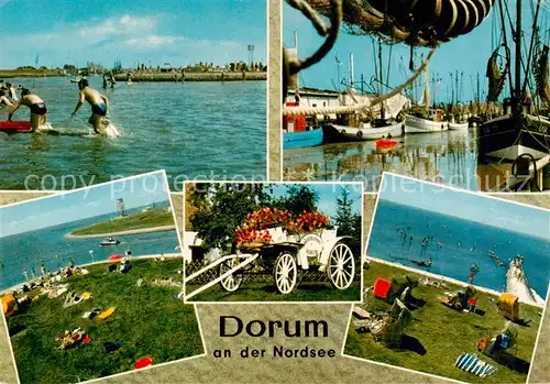 AK / Ansichtskarte Dorum Badespass Liegewiese Fischereihafen Strand Dorum