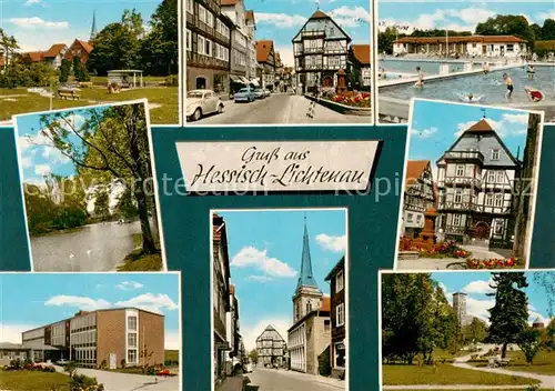 AK / Ansichtskarte Hessisch Lichtenau Orts und Teilansichten Schwimmbad Fachwerkhaeuser Park 