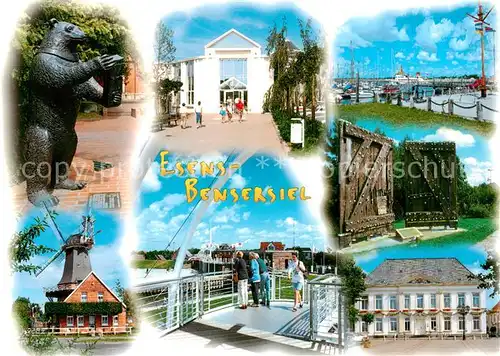 AK / Ansichtskarte Bensersiel Esenser Baer Muehle Bruecke Hafen Tor Schloss Bensersiel