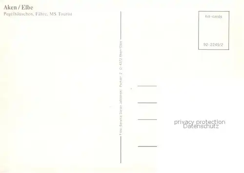 AK / Ansichtskarte Aken_Elbe Pegelhaeuschen Faehre MS Tourist Aken_Elbe