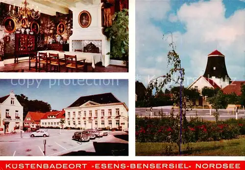 AK / Ansichtskarte Esens_Bensersiel Ahnensaal Marktplatz mit Rathaus Alte Muehle 
