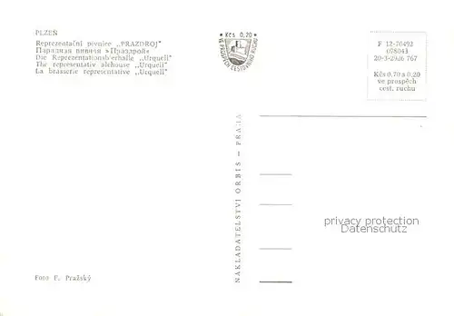 AK / Ansichtskarte  Plzen_Pilsen_CZ Reprezentacni pivnice Prazdroj 