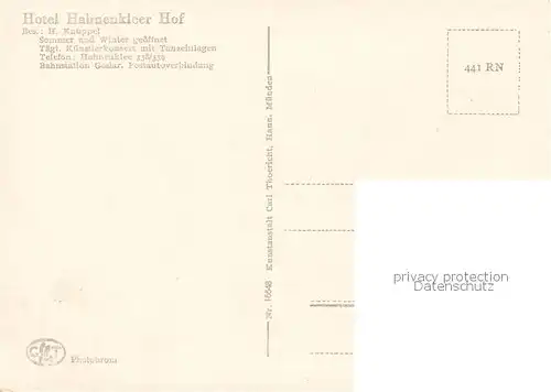 AK / Ansichtskarte 73839595 Goslar Hotel Hahnenkleer Hof Goslar