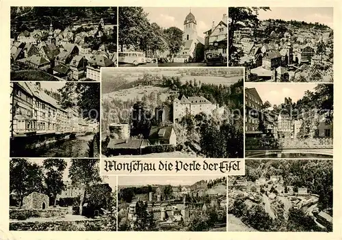 AK / Ansichtskarte  Monschau Panorama Teilansichten Burg Kirche Monschau