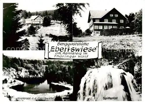 AK / Ansichtskarte  Finsterbergen_Bad Berggaststaette Ebertswiese am Rennsteig Kratersee Spitterfall Finsterbergen_Bad