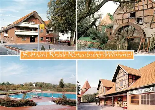 AK / Ansichtskarte 73839684 Sottrum_Rotenburg_Wuemme Post Muehle Schwimmbad Kaufhaus Sebeke Sottrum_Rotenburg_Wuemme