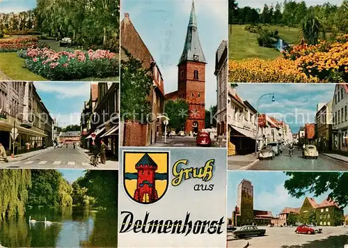 AK / Ansichtskarte  Delmenhorst Park Strassenpartien Schwanenteich Kirche  Delmenhorst