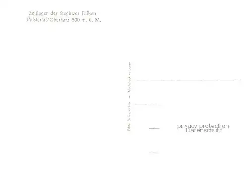 AK / Ansichtskarte 73839752 Oberharz_Region Zeltlager der Steglitzer Falken im Polstertal Oberharz Region