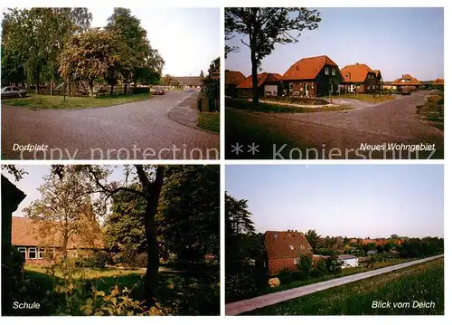 AK / Ansichtskarte 73839754 Papenburg_Ems Dorfplatz Neues Wohngebiet Schule Blick vom Deich Papenburg Ems