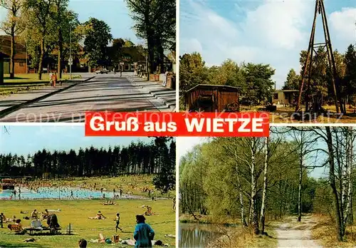 AK / Ansichtskarte  Wietze_Celle Ortsstrasse Glockenturm Freibad Waldweg Wietze_Celle