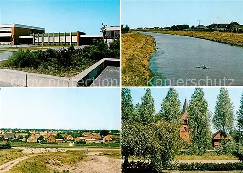 AK / Ansichtskarte 73839780 Moormerland Warsingsfehn Halle Kanal Panorama Kirche Moormerland