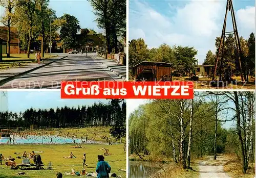 AK / Ansichtskarte  Wietze_Celle Strassenpartie oelturm Freibad Waldweg Wietze_Celle