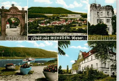 AK / Ansichtskarte 73839797 Wehrden Eingangstor Panorama Burg Weserpartie  Wehrden