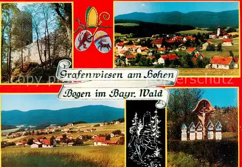 AK / Ansichtskarte 73839801 Grafenwiesen am Hohen Bogen Panorama Burg Wegekreuz Grafenwiesen
