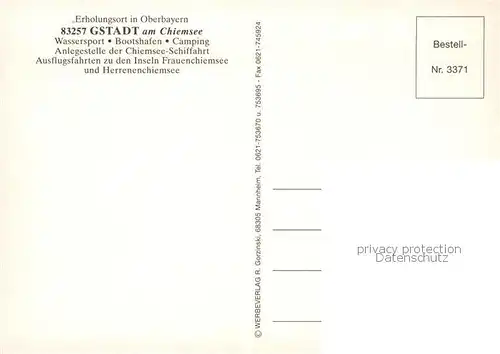 AK / Ansichtskarte Gstadt_Chiemsee Bootshafen Kirche Hotels Liegewiese Gstadt_Chiemsee