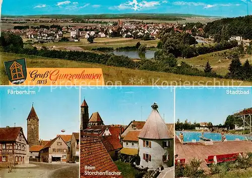 AK / Ansichtskarte Gunzenhausen_Altmuehlsee Panorama Faerberturm Beim Storchenfischer Stadtbad Freibad Gunzenhausen Altmuehlsee