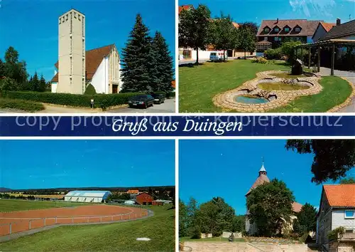 AK / Ansichtskarte Duingen Kirche Wasserspiele Parkanlagen Sportanlagen Duingen