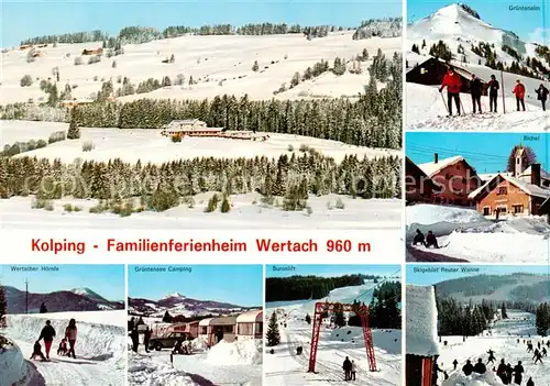 AK / Ansichtskarte Wertach Familienferienheim der Deutschen Kolpingfamilie Gruentenalm Bichel Skigebiete Skilift Gruentensee Camping Winterpanorama Wertach