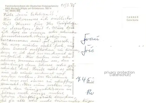 AK / Ansichtskarte Wertach Familienferienheim der Deutschen Kolpingfamilie Gruentenalm Bichel Skigebiete Skilift Gruentensee Camping Winterpanorama Wertach