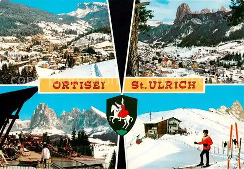 AK / Ansichtskarte Ortisei_St_Ulrich_Groednertal_IT Winterpanorama Skigebiet Dolomiten Berghaus Sonnenterrasse 