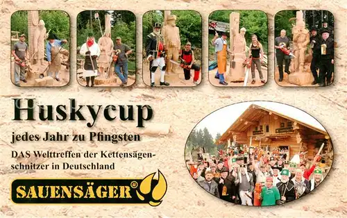 AK / Ansichtskarte Blockhausen_Dorfchemnitz Welttreffen der Kettensaegenschnitzer in Deutschland Details