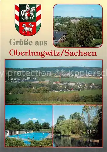 AK / Ansichtskarte Oberlungwitz Teilansichten Freibad Hirschgrundteich Oberlungwitz