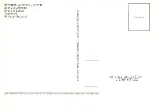 AK / Ansichtskarte Einsiedel_Chemnitz Ortsmitte Schule Teilansicht Rathaus Brauerei Einsiedel Chemnitz