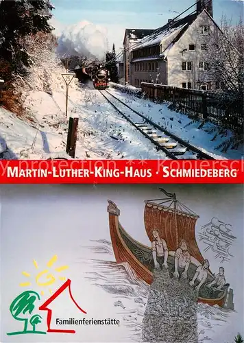 AK / Ansichtskarte Schmiedeberg _Dippoldiswalde Dampfeisenbahn Martin Luther King Haus Familienferienstaette Schmiedeberg 
