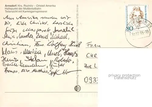 AK / Ansichtskarte Arnsdorf_Rochlitz__Sachsen OT Amerika Dampfeisenbahn Panorama 