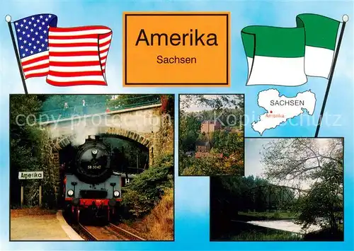 AK / Ansichtskarte Arnsdorf__Dresden OT Amerika Dampfeisenbahn Bruecke 