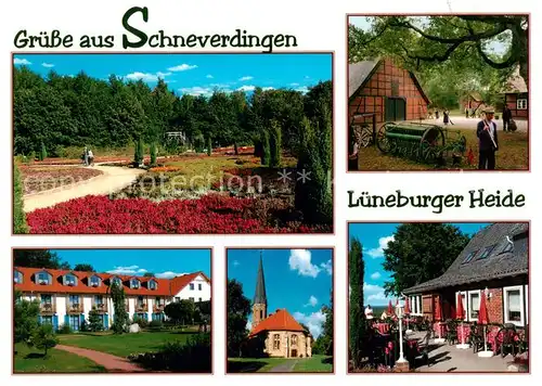 AK / Ansichtskarte Schneverdingen Park Scheune Kirche Wohnhaeuser Schneverdingen