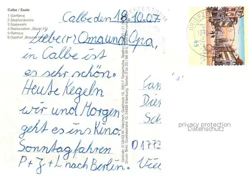 AK / Ansichtskarte Calbe_Saale Gierfaehre Stephanskirche Saalewehr Restauration Markt 21 Rathaus Gasthof Brauner Hirsch Calbe_Saale