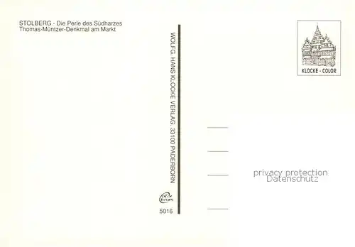 AK / Ansichtskarte Stolberg_Harz Thomas Muentzer Denkmal am Markt Stolberg Harz