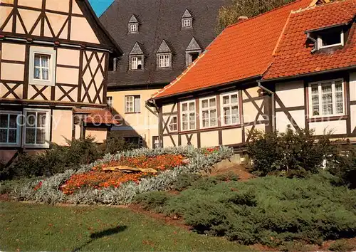 AK / Ansichtskarte Wernigerode_Harz Schiefes Haus und Blumenuhr Wernigerode Harz