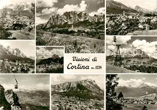 AK / Ansichtskarte  Cortina_d_Ampezzo_IT Panorama Teilansichten Gondelbahn 