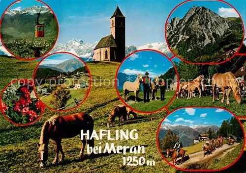 AK / Ansichtskarte 73840002 Hafling_Avelengo-Falzeben_IT Gondelbahn Kirche Haflinger Panorama 