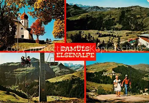 AK / Ansichtskarte 73840006 Damuels_Vorarlberg_AT Kirche Panorama Sessellift Bergwanderer 