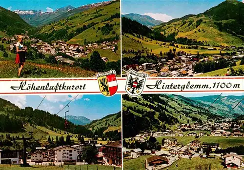 AK / Ansichtskarte  Hinterglemm_Saalbach mit Talschluss Zwoelferkogel Reiterkogellift Zwoelferkogellift Hinterglemm_Saalbach