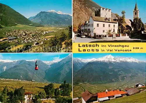 AK / Ansichtskarte  Latsch_Laces_Vinschgau_IT Panorama Seilbahn Kirche 