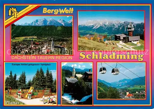 AK / Ansichtskarte  Schladming_Obersteiermark_AT Panorama Spielplatz Fernsehturm Kirche Seilbahn 