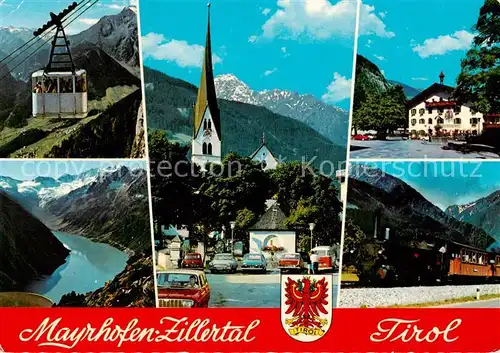 AK / Ansichtskarte  Mayrhofen_Zillertal_AT Seilbahn Kirche Gasthaus Dampflok 