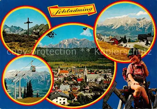 AK / Ansichtskarte 73840037 Schladming_Obersteiermark_AT mit Hohem Dachstein Planei mit Seilbergstation 