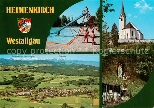 AK / Ansichtskarte  Heimenkirch Schwimmbad Fliegeraufnahme Kirche Mariengrotte Heimenkirch