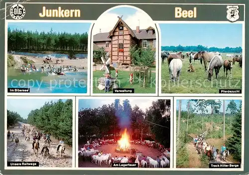AK / Ansichtskarte  Lathen Ferienhof Junkern Beel Im Bibersee Verwaltung Pferdezucht Unsere Reitwege Am Lagerfeuer Treck Hilter Berge Lathen