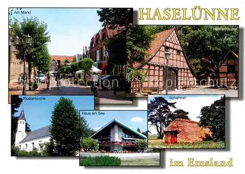 AK / Ansichtskarte 73840061 Haseluenne Am Markt Klosterkirche Haus am See Schafstall Haseluenne