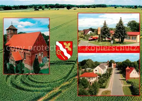 AK / Ansichtskarte 73840074 Wendemark_Altmark Dorfkirche Feuerwehr mit Dorfgemeinschaftshaus Dorfstrasse Wendemark Altmark