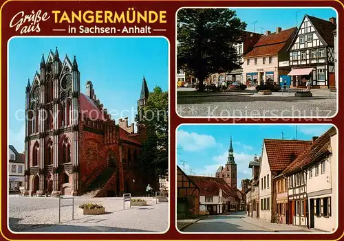 AK / Ansichtskarte  Tangermuende Rathaus Lagestrasse Huehnerdorferstrasse mit Stefanskirche Tangermuende