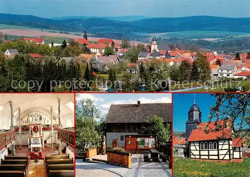 AK / Ansichtskarte  Dermbach_Thueringen_Rhoen Panorama Kirche Unteralba Dorfplatz Glattbach Kirche Oberalba Dermbach_Thueringen_Rhoen