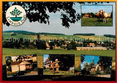 AK / Ansichtskarte  Limbach_Reichenbach Panorama Pferde Sparkasse Wegweiser Kirche Limbach Reichenbach